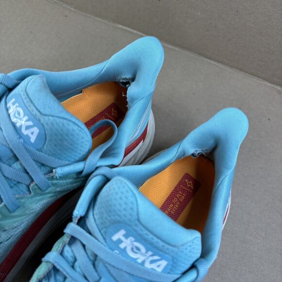 Hoka One One Clifton 8 Womens Size 9 Blue Red Walking Running Shoes Sneakers - Picture 11 of 12